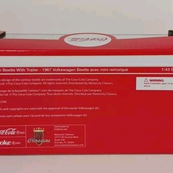 MotorCity Classics 1967 Volkswagon Beetle With Trailer Coca-Cola 1:43 - Picture 14 of 14